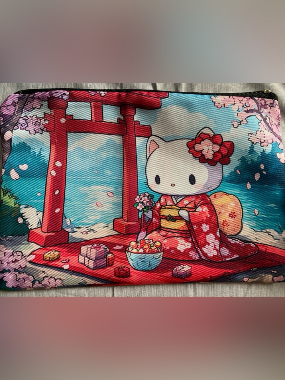 NWOT Red Kimono Cosmetic Pouch🖤❤️